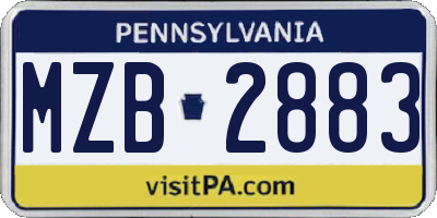 PA license plate MZB2883