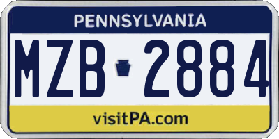 PA license plate MZB2884