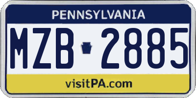 PA license plate MZB2885