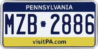 PA license plate MZB2886