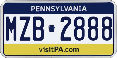 PA license plate MZB2888