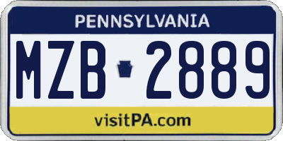 PA license plate MZB2889