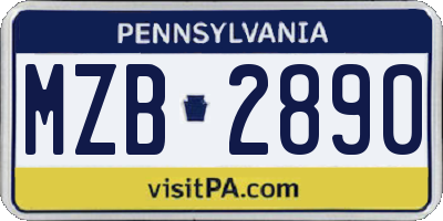 PA license plate MZB2890