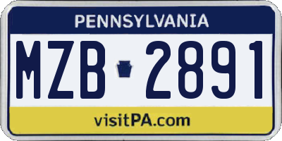 PA license plate MZB2891