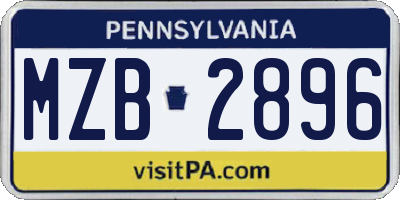 PA license plate MZB2896