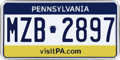 PA license plate MZB2897