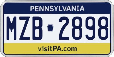 PA license plate MZB2898