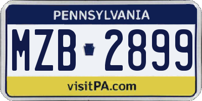 PA license plate MZB2899