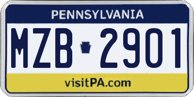 PA license plate MZB2901
