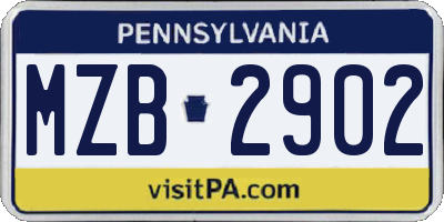 PA license plate MZB2902