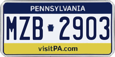 PA license plate MZB2903
