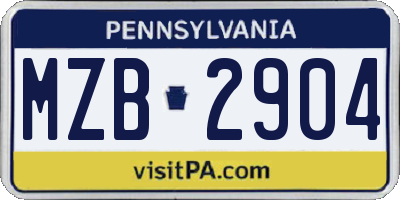 PA license plate MZB2904