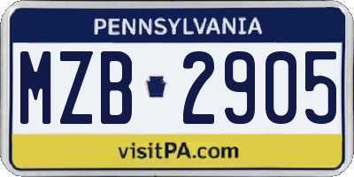 PA license plate MZB2905