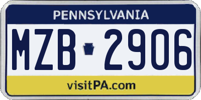 PA license plate MZB2906