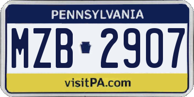 PA license plate MZB2907