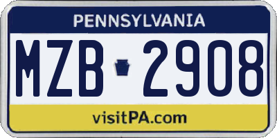 PA license plate MZB2908