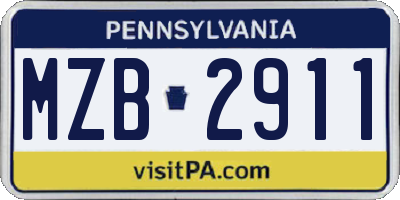 PA license plate MZB2911