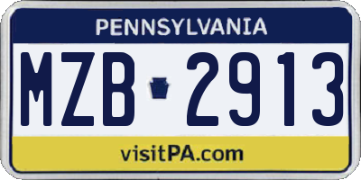 PA license plate MZB2913