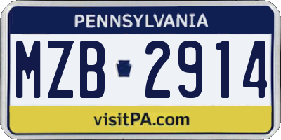 PA license plate MZB2914