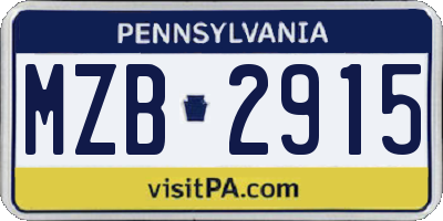 PA license plate MZB2915