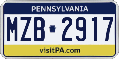 PA license plate MZB2917
