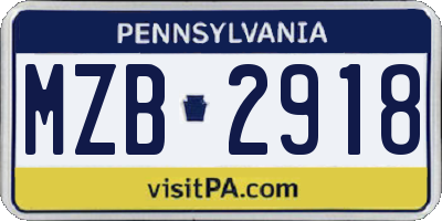 PA license plate MZB2918
