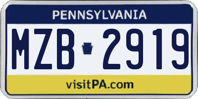 PA license plate MZB2919