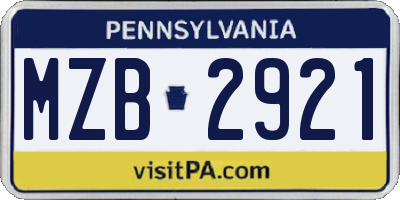 PA license plate MZB2921