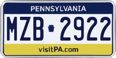 PA license plate MZB2922