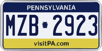 PA license plate MZB2923
