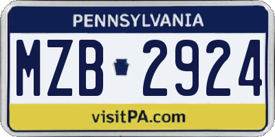 PA license plate MZB2924