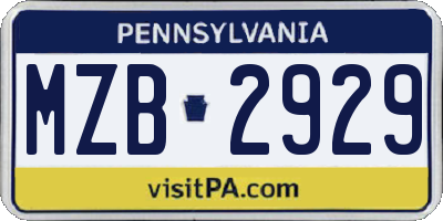 PA license plate MZB2929