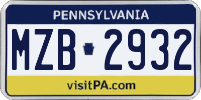 PA license plate MZB2932