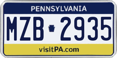 PA license plate MZB2935