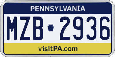 PA license plate MZB2936