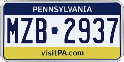 PA license plate MZB2937
