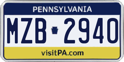 PA license plate MZB2940