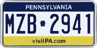 PA license plate MZB2941