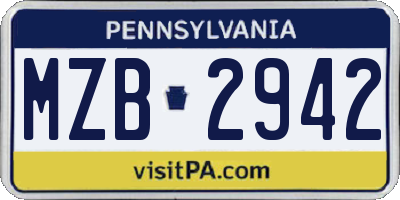 PA license plate MZB2942