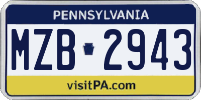PA license plate MZB2943