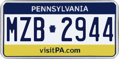 PA license plate MZB2944