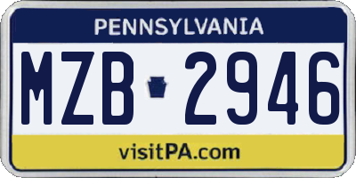 PA license plate MZB2946