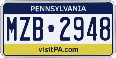 PA license plate MZB2948