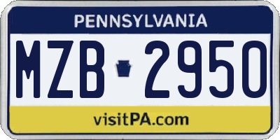 PA license plate MZB2950