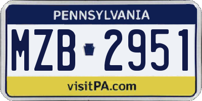 PA license plate MZB2951