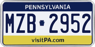 PA license plate MZB2952