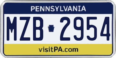 PA license plate MZB2954