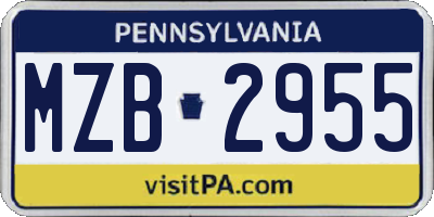 PA license plate MZB2955