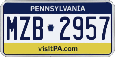 PA license plate MZB2957
