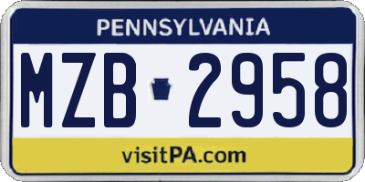 PA license plate MZB2958